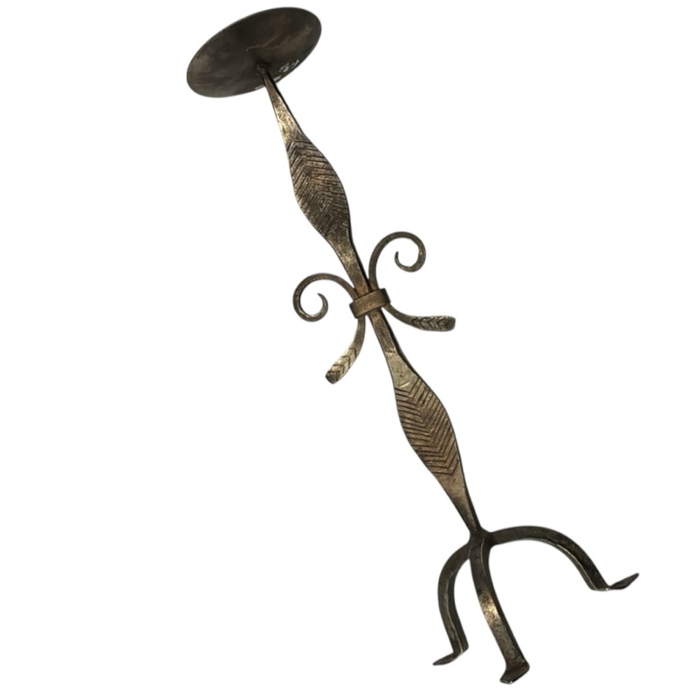 Brutalist iron candle holder taper, pillar or ball super tall statement piece